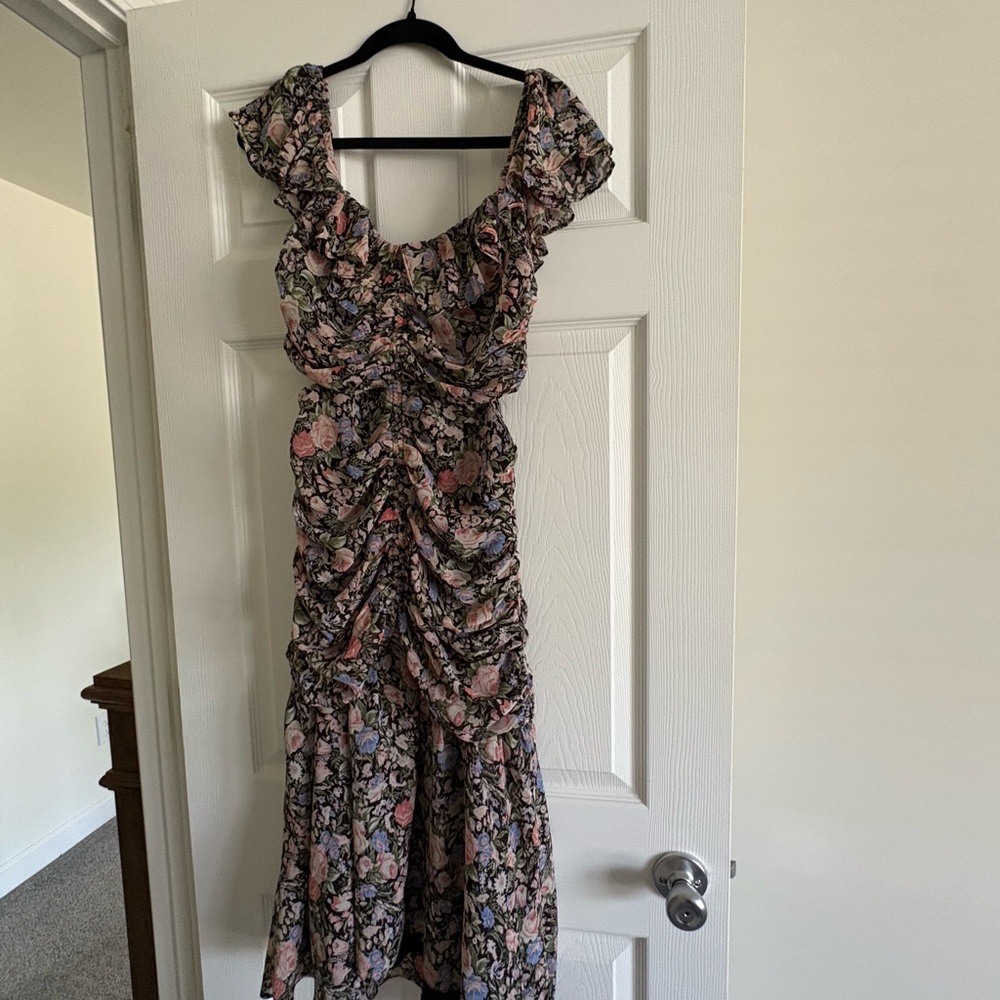 ASTR The Label Black Floral Ruffle Dress